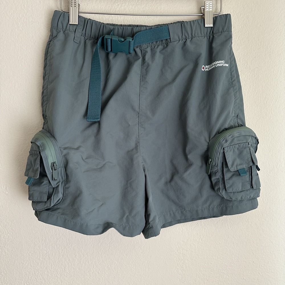 Rhuigi x Zara Cargo Shorts Mens Medium Blue Green Utility Bermuda Rare